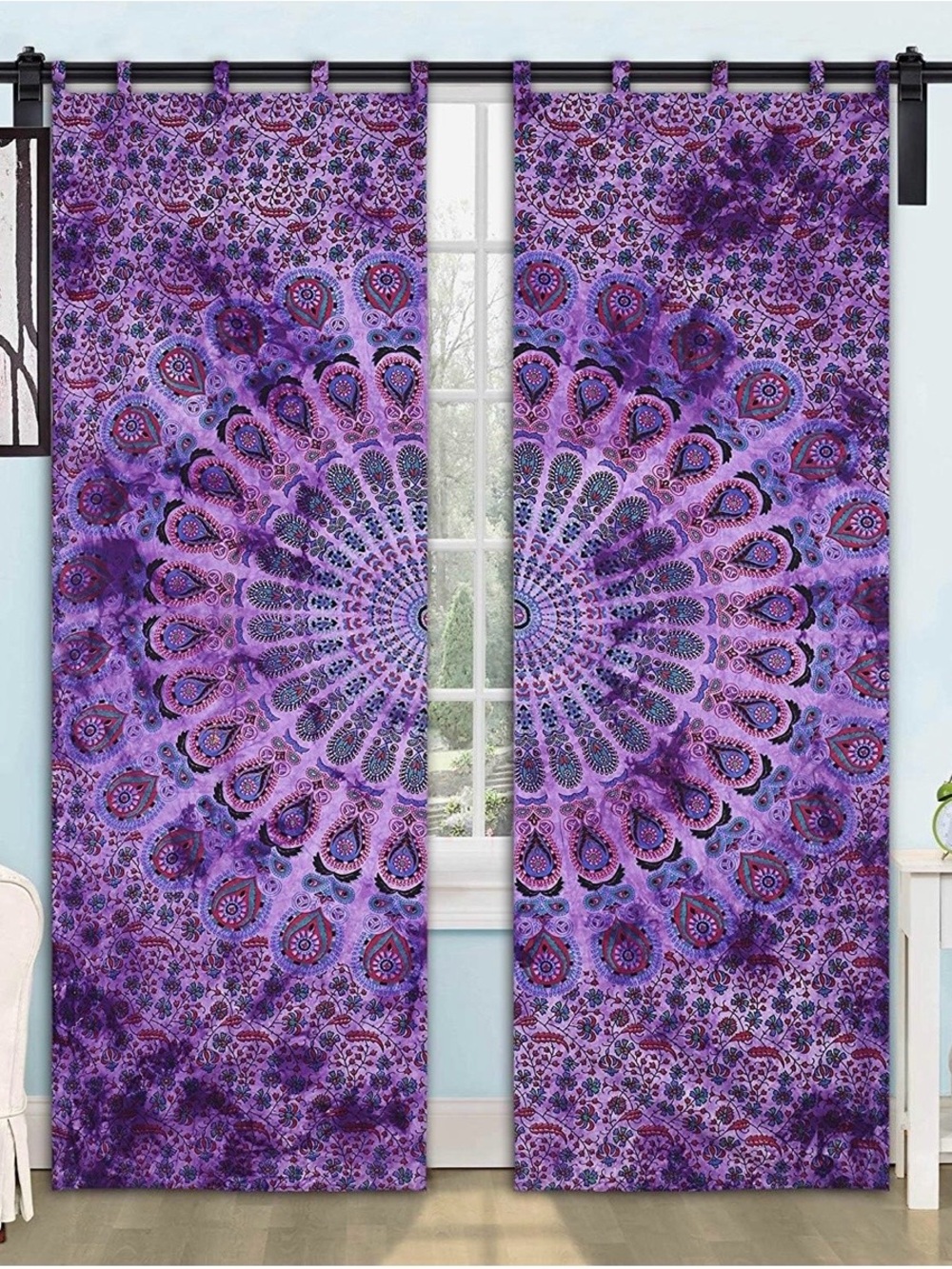 Boho Mandala Tapestry Purple Curtains